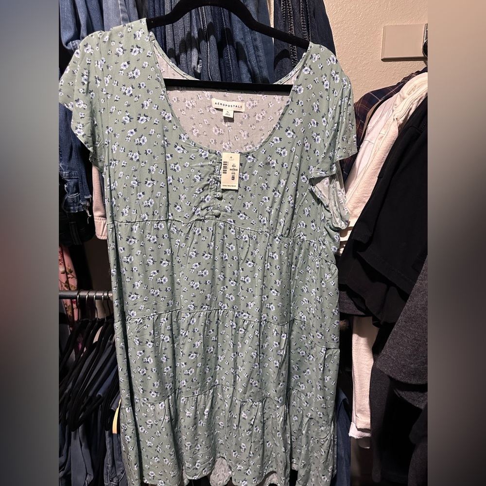 Aeropostale Sage Green Floral Tunic